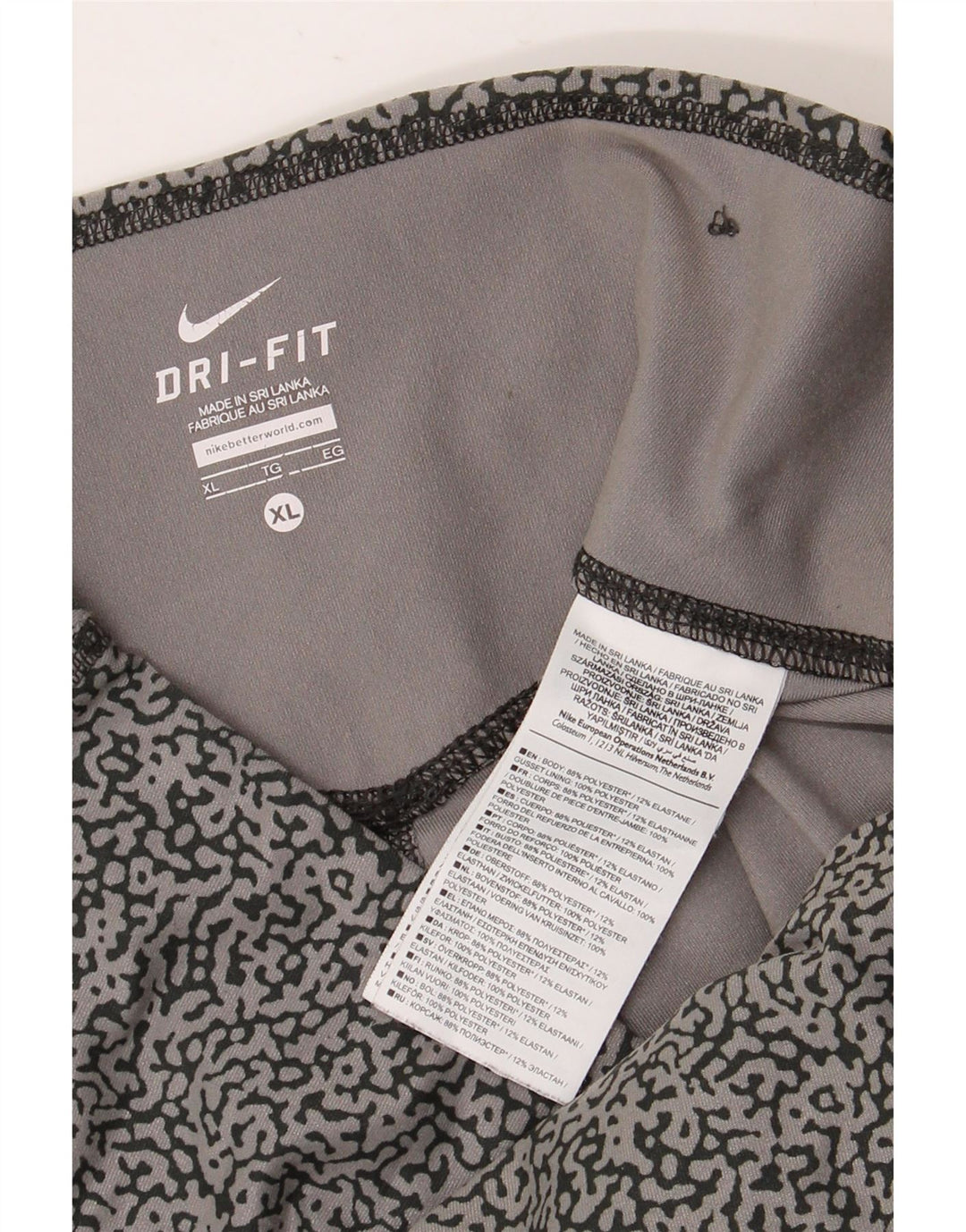 Leggings Dri Fit da donna NIKE UK 18 XL Poliestere con stampa animalier grigio