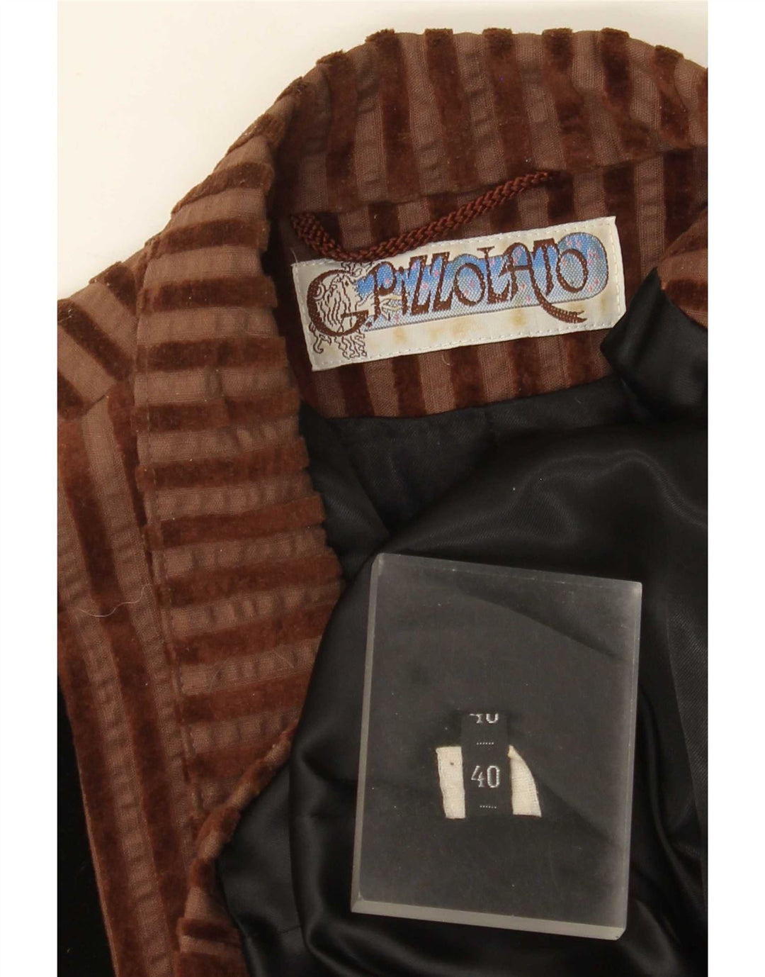 Giacca blazer oversize da donna vintage a 2 bottoni EU 40 a righe marrone medio