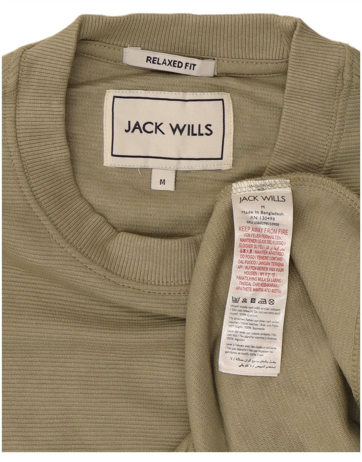 JACK WILLS Top da uomo dalla vestibilità comoda a maniche lunghe in cotone verde medio