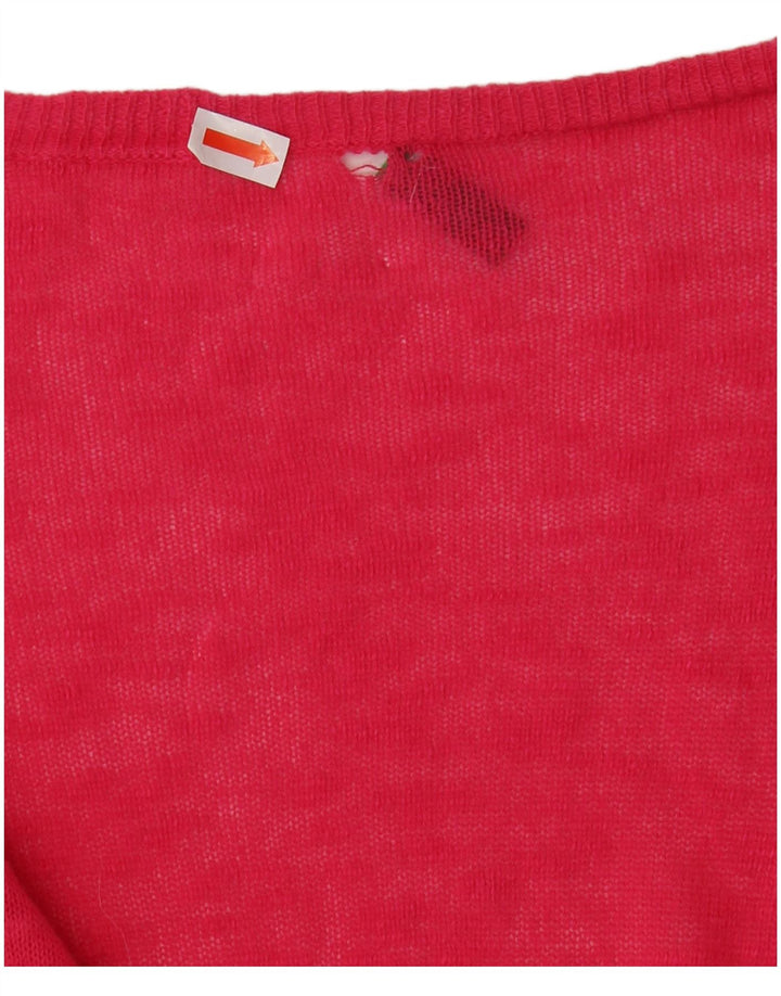 BENETTON Maglione cardigan oversize da donna UK 10 piccolo rosa