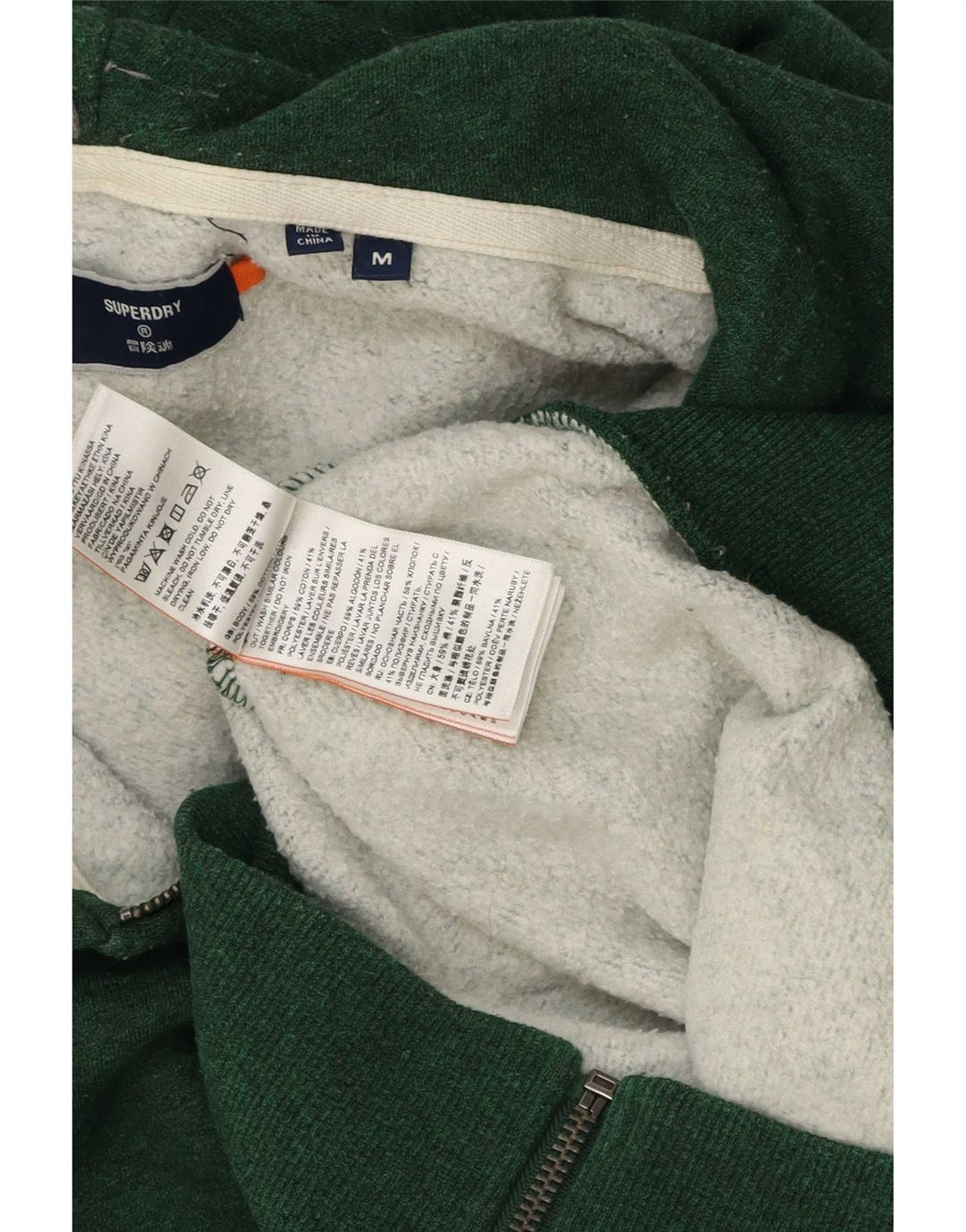 Maglione con cappuccio e zip da uomo Superdry in cotone verde medio