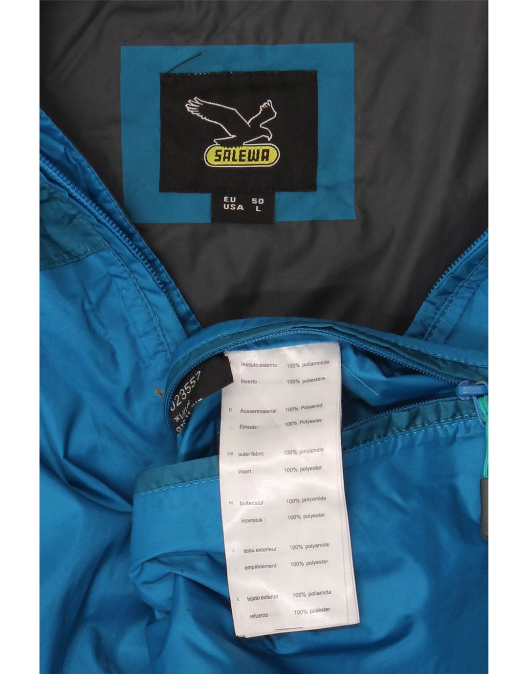 SALEWA Giacca antipioggia da uomo con cappuccio EU 50 Large Blu Poliammide