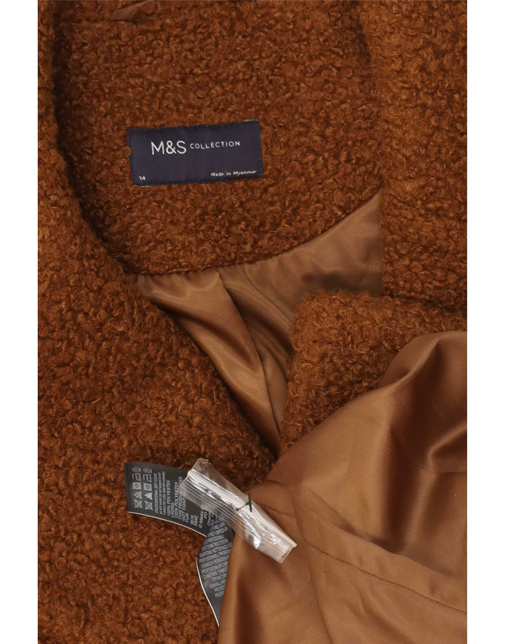 Cappotto oversize in pelliccia sintetica Marks & Spencer da donna UK 14 grande marrone