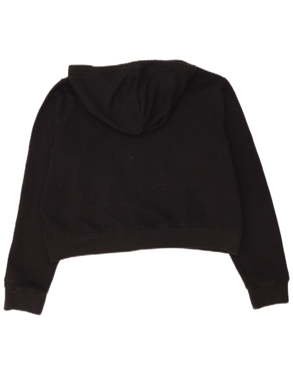Felpa con cappuccio e zip corta Hollister da donna, vestibilità ampia, UK 14, grande, cotone nero