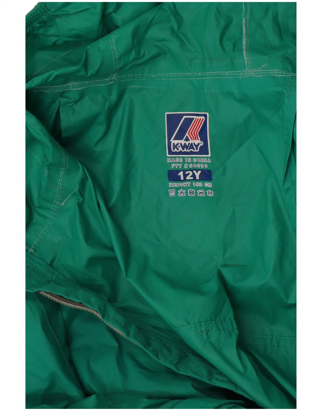 Giacca antipioggia con cappuccio per bambina K-Way 11-12 anni Verde