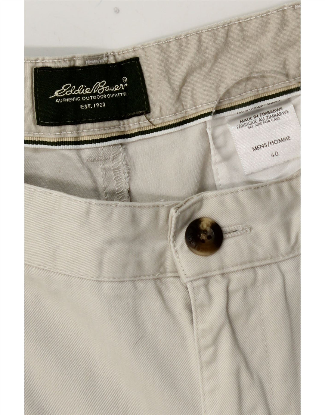 Pantaloncini chino con ancoraggio da uomo EDDIE BAUER W40 XL cotone bianco