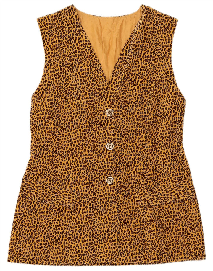 Giacca blazer vintage da donna a 3 bottoni UK 8 piccola stampa animalier marrone