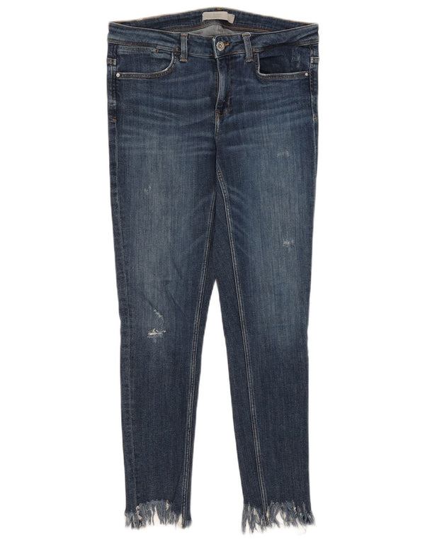 Jeans skinny effetto invecchiato Zara da donna EU 38 Small W28 L27 Blu