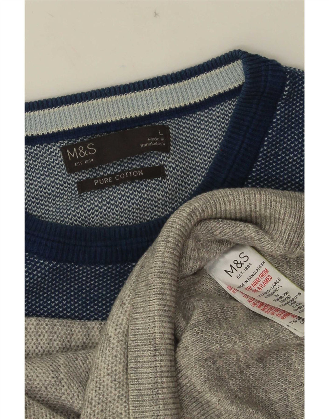 Maglione maglione girocollo da uomo Marks & Spencer grande in cotone color block grigio