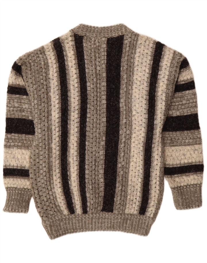 Maglione maglione girocollo da uomo Ciao in acrilico a righe grigio medio
