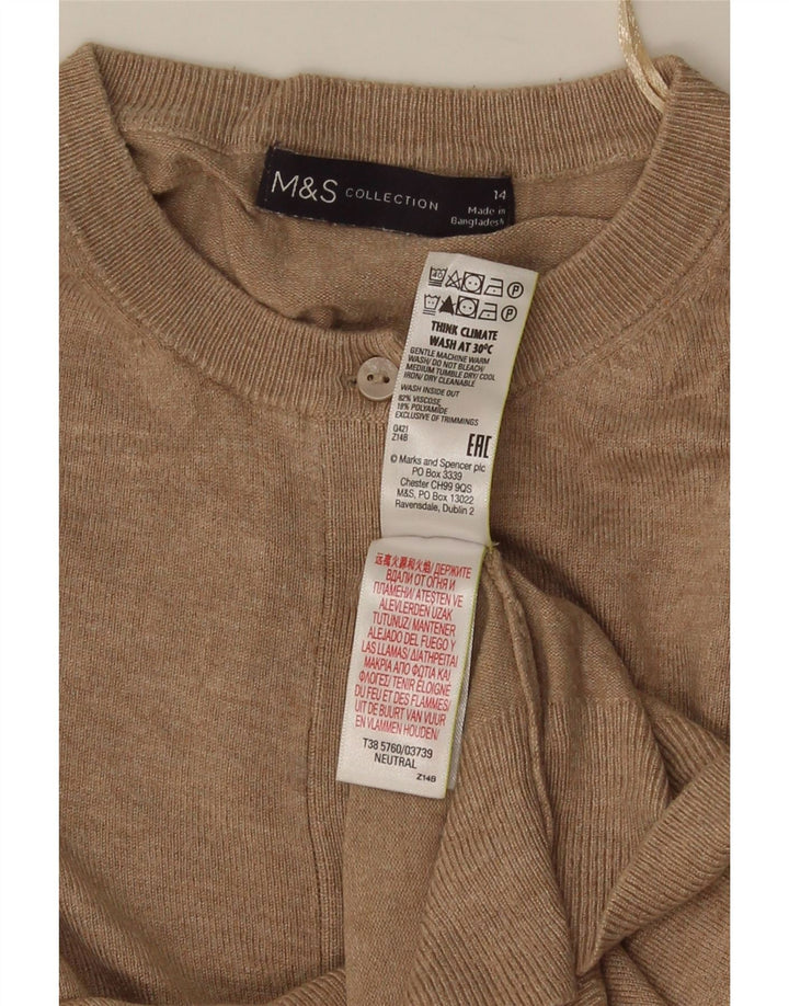 Maglione cardigan corto da donna Marks & Spencer UK 14 Viscosa beige medio