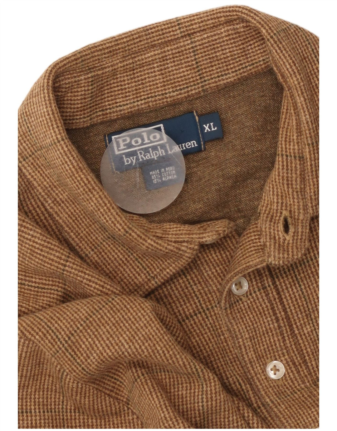 POLO RALPH LAUREN Camicia pullover da uomo in flanella XL in cotone a quadri marrone