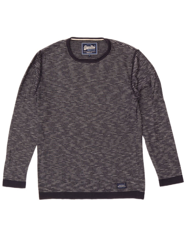 Maglione da uomo girocollo Superdry in cotone gessato medio blu navy