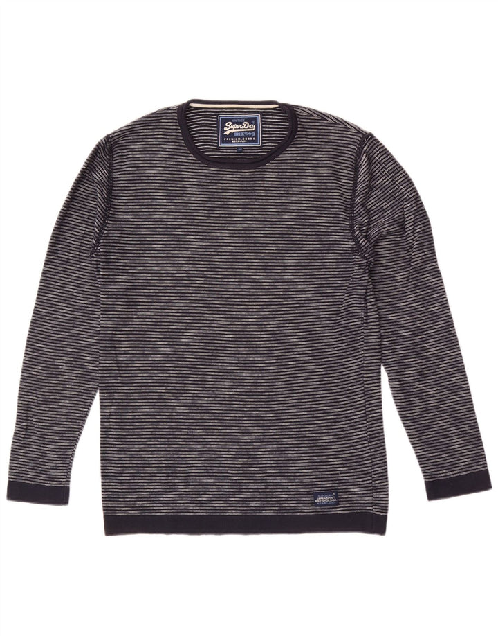 Maglione da uomo girocollo Superdry in cotone gessato medio blu navy