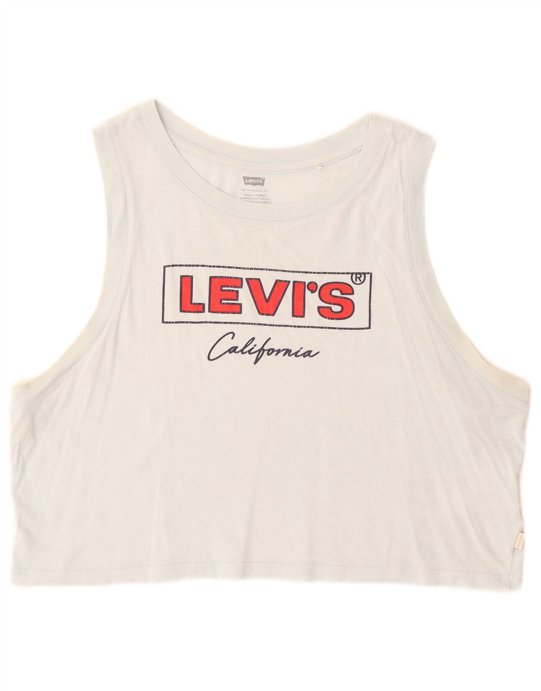 Levi's Canottiera grafica corta da donna UK 16 grande cotone blu