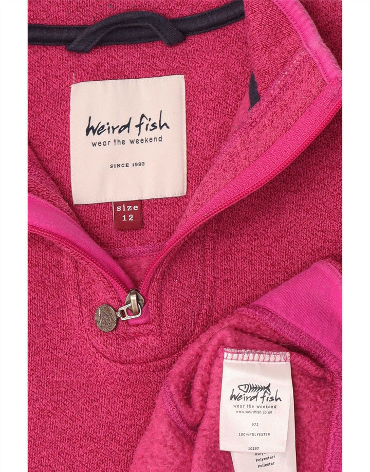 Felpa con collo con zip da donna Weird Fish Jumper UK 12 Poliestere rosa medio
