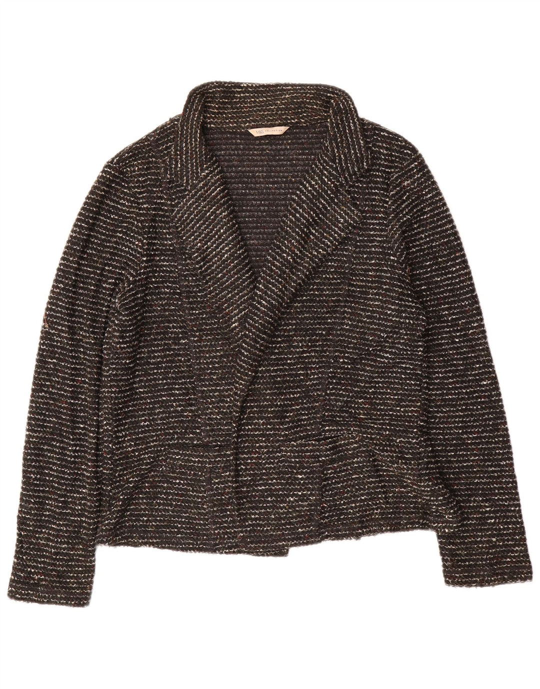 Maglione cardigan aperto da donna Marks & Spencer UK 20 2XL Nero screziato