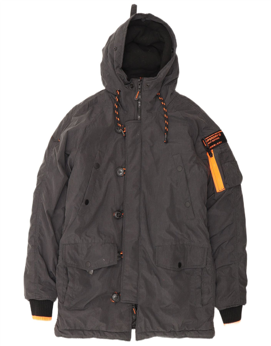 Giacca parka da uomo con cappuccio Superdry UK 38 nylon grigio medio