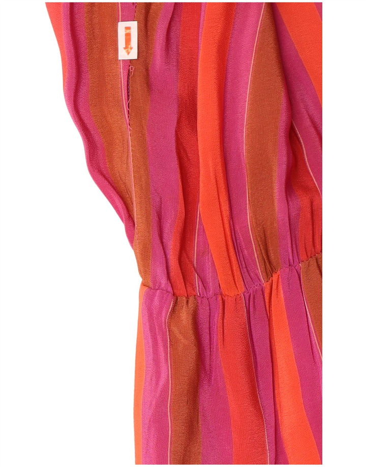 VINTAGE Womens A-Line Dress IT 44 Medium Multicoloured Striped Acetate