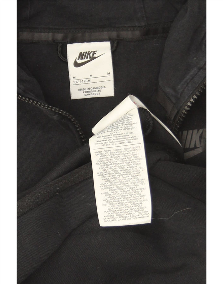 Felpa con cappuccio e zip Nike per ragazzi, 10-11 anni, cotone nero medio