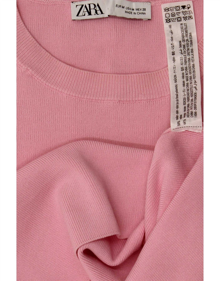 Top corto da donna Zara UK 14 nylon rosa medio