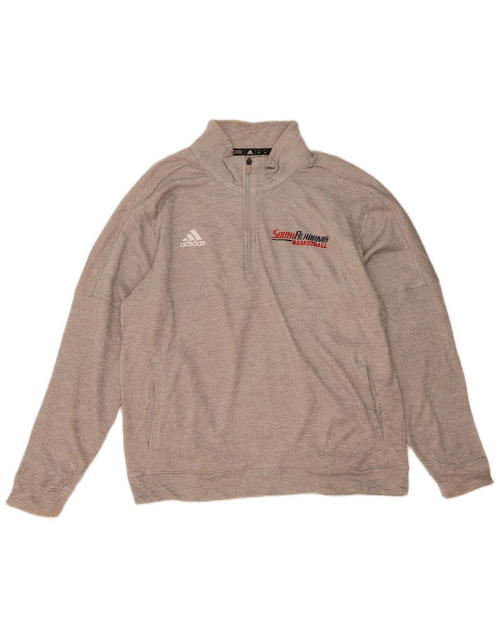 Felpa ADIDAS da uomo con collo con zip grafica, maglione XL, poliestere grigio