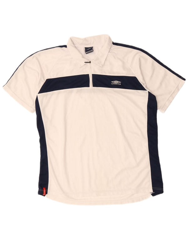 Polo da uomo UMBRO XL in poliestere color block bianco