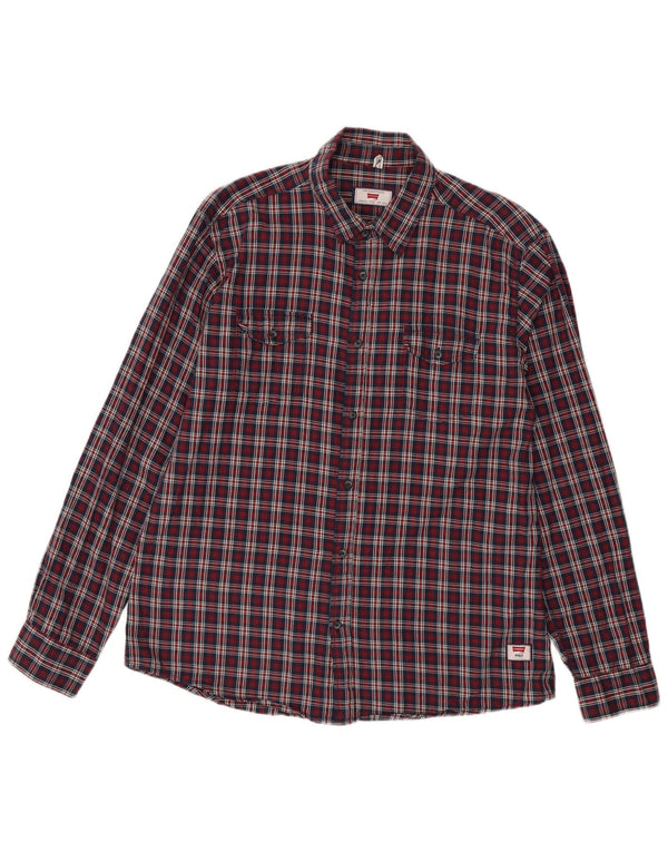 CARRERA Camicia da uomo in flanella vestibilità regolare XL in cotone a quadri rossi