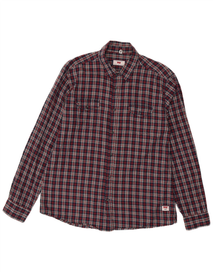 CARRERA Camicia da uomo in flanella vestibilità regolare XL in cotone a quadri rossi