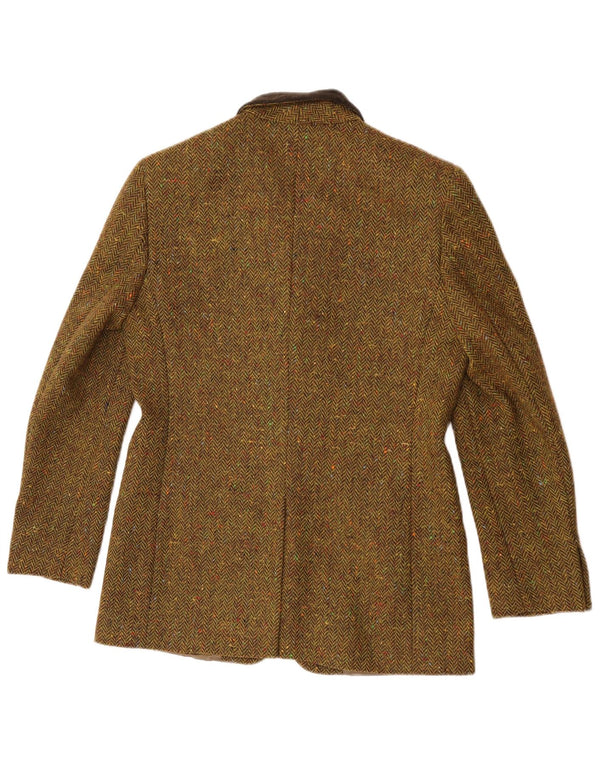 Giacca blazer a 3 bottoni da donna Max Mara UK 10 piccola spina di pesce kaki
