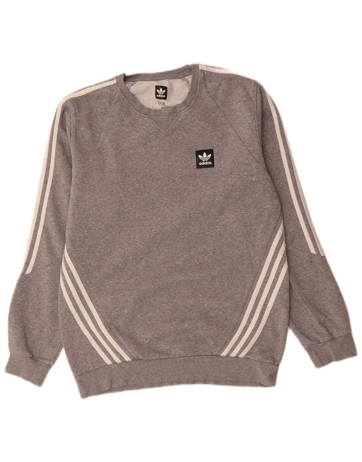 Felpa da uomo ADIDAS maglione cotone grigio medio