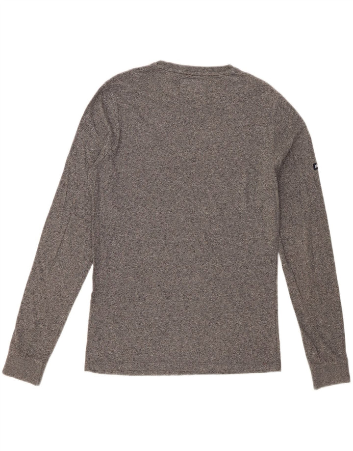 Top da uomo SUPERDRY a maniche lunghe in cotone chiazzato grigio piccolo