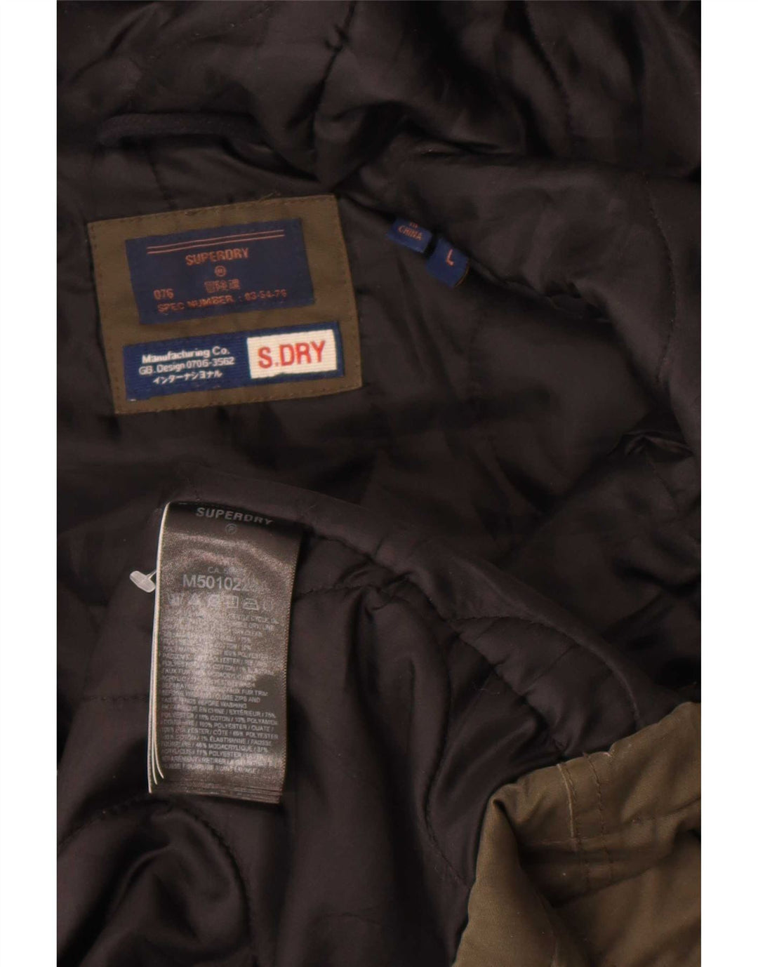 Giacca parka da uomo con cappuccio Superdry UK 40 grande poliestere kaki