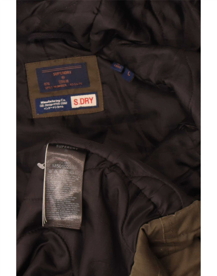 Giacca parka da uomo con cappuccio Superdry UK 40 grande poliestere kaki