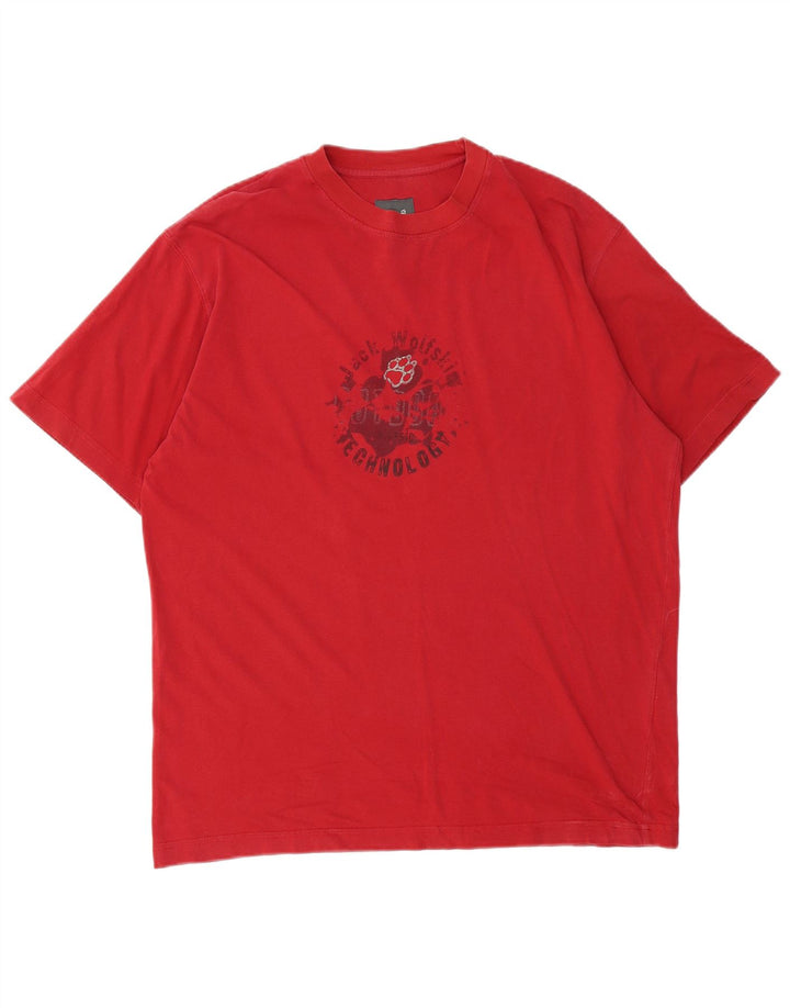 T-shirt grafica da uomo Jack Wolfskin Top grande in cotone rosso