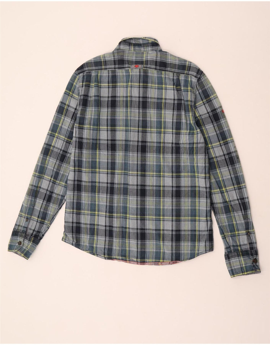Camicia da uomo in flanella Superdry 2XL in cotone a quadri grigi