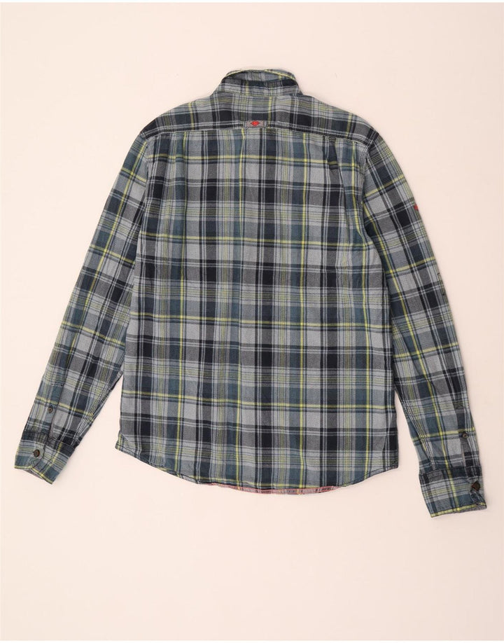 Camicia da uomo in flanella Superdry 2XL in cotone a quadri grigi