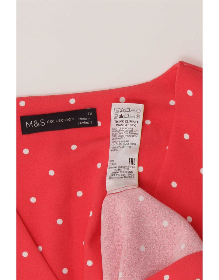 Abito a trapezio da donna Marks & Spencer UK 18 XL Poliestere rosa a pois