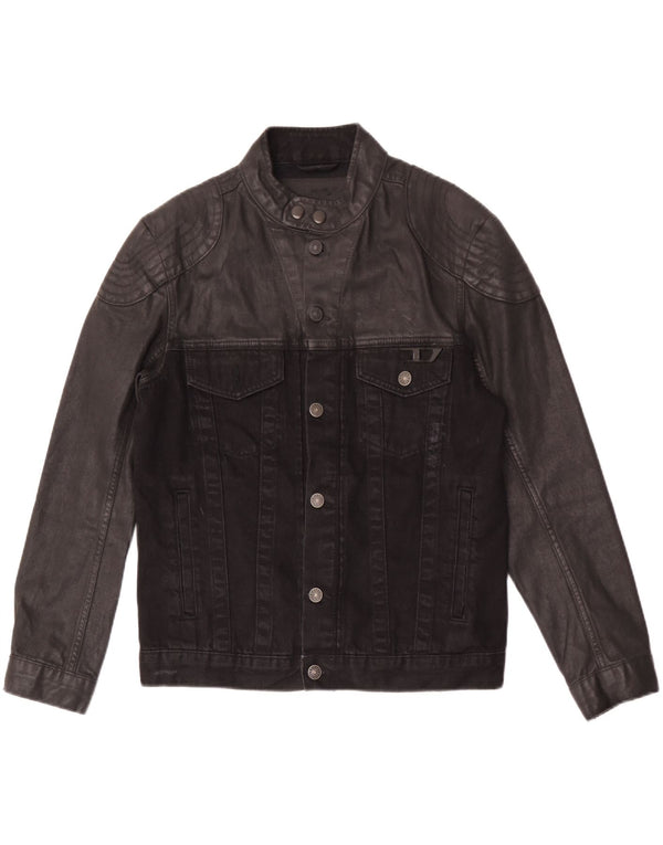 Giacca in denim da uomo Diesel UK 34 XS in cotone color block nero