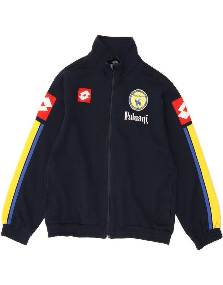 LOTTO Boys Tracksuit Top Jacket 11-12 Years Medium Navy Blue Colourblock Vintage Lotto and Second-Hand Lotto from Messina Hembry 