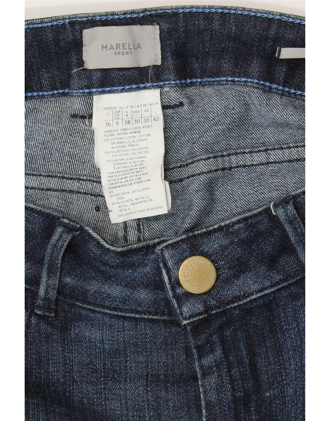 Jeans slim regolari da donna Marella UK 10 piccoli W30 L31 cotone blu