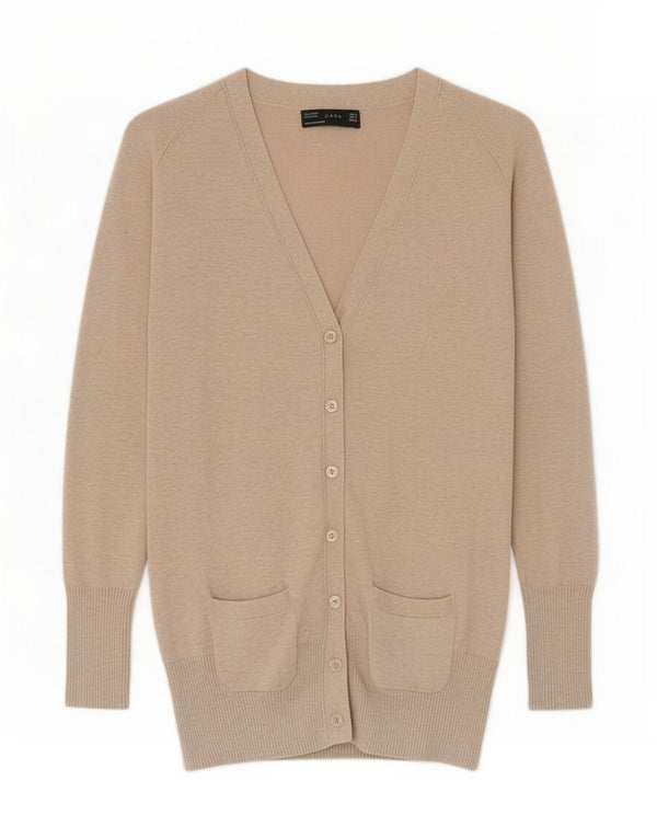 Maglione cardigan da donna Zara UK 10 piccolo cotone beige