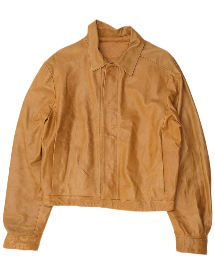 Giacca in pelle vintage da uomo UK 36 piccola marrone