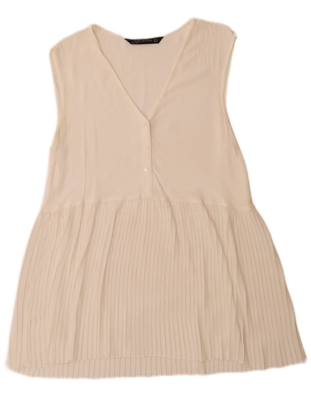 Abito a trapezio senza maniche da donna Zara UK 10 piccolo bianco