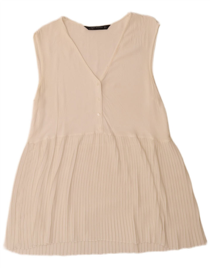 Abito a trapezio senza maniche da donna Zara UK 10 piccolo bianco
