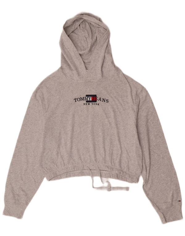 Maglione con cappuccio grafico da donna Tommy Hilfiger Crop Graphic UK 14 Grigio medio chiazzato