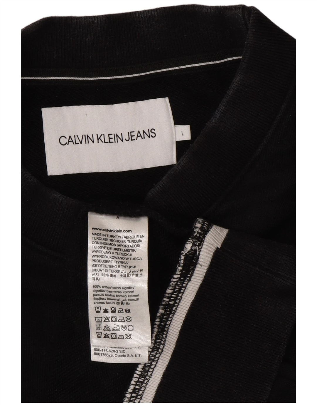 CALVIN KLEIN JEANS Mens Graphic Sweatshirt Jumper Large Black Cotton