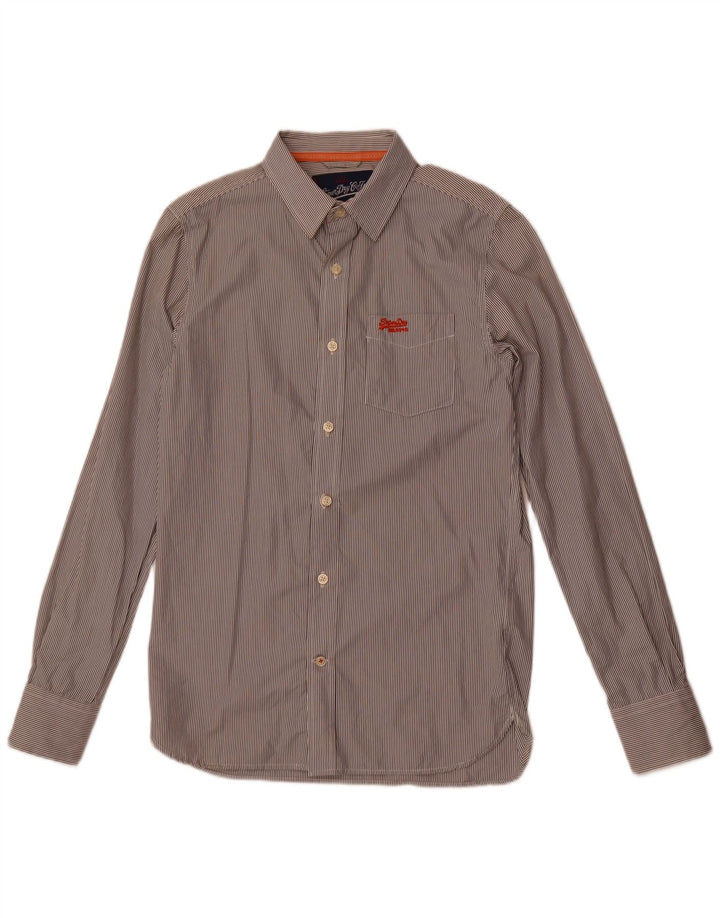 Camicia da uomo Superdry in cotone gessato grigio medio
