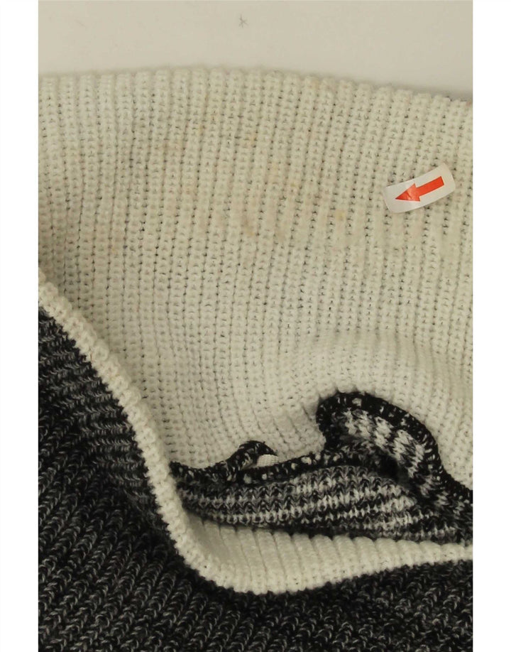 Maglione vintage da uomo con collo a scialle grigio medio geometrico