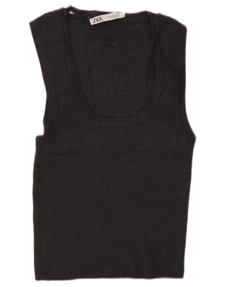 Top corto senza maniche da donna Zara UK 18 XL Grigio